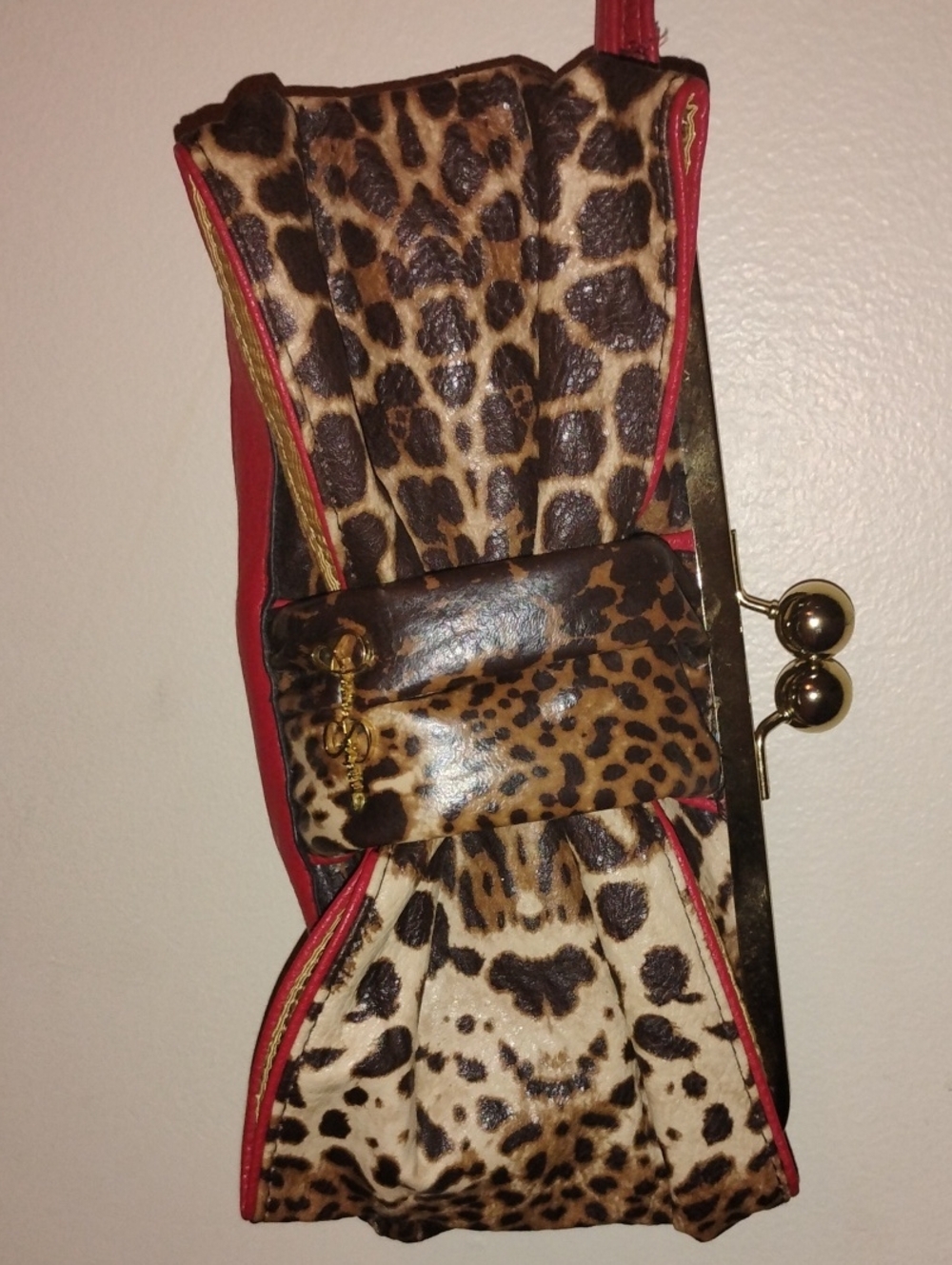 Jessica Simpson Leopard Print Clutch with Red Trim